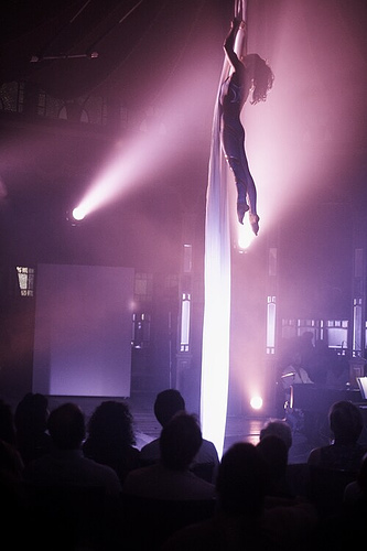 Jen on aerial silks, The Spiegel Show, Harbourfront, Toronto, ON